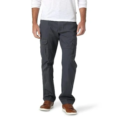 Image of Wrangler Authentics Men&#039;s Relaxed Fit Stretch Cargo Pant, Anthracite Twill, 40W x 29L
