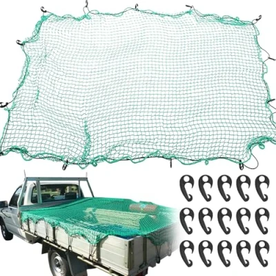 Image of Cargo Net, Safety Netting, Trailer Cover Net for Van Pickup Truck Bed with 15 PCS Hook 2m x 3m/6.5ft 10ft Heavy Duty Luggage Bungee Car SUV Campervans