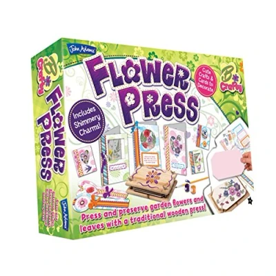 Image of John Adams Flower Press: press and preserve garden flowers leaves with a traditional wooden Arts &amp; Crafts Ages 7+, Red
