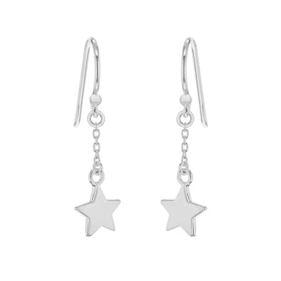 Image of Tuscany Silver Women&#039;s Sterling Chain and Star Drop Earrings