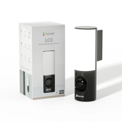 Image of EZVIZ 2.5K Floodlight Camera Hardwired, Outdoor Security Camera, No Monthly Fee, 32GB Built in Storage, Human Detection, 700 Lumen Colour Night Vision, 2.4G Wi Fi Home CCTV System, Alexa/Google (LC3)