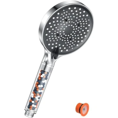 Image of Shower Head with Filter Beads High Pressure YEAUPE PRO Powerful Flow Showerhead 6 Sprays Boosting for Low Hard Water Large Improve Skin Hair