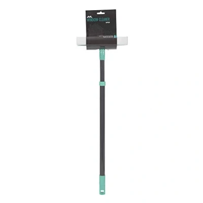 Image of JVL 20 041TQ Rubber Squeegee Sponge Window Cleaner with Extendable Pole, Turquoise,