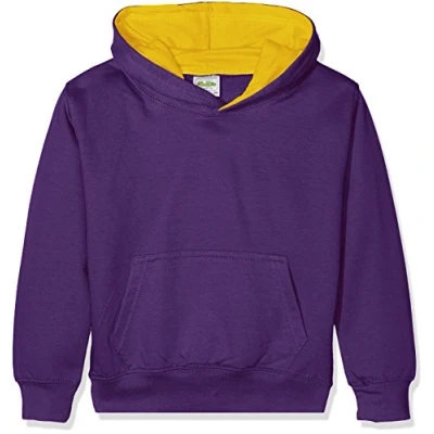 Image of AWDis Boy&#039;s KIDS VARSITY HOODIE Hoodie, Multicoloured (Purple/Sun Yellow), Large (Manufacturer Size: 9/11 Y)