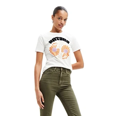 Image of Desigual Danae White Vive Motif Tshirt 22WWTK17