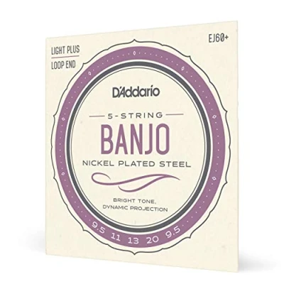 Image of D&#039;Addario EJ60+ Light Plus 9.5 20 Nickel 5 String Banjo