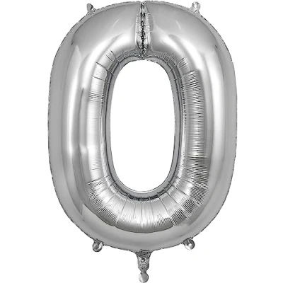 Image of Oaktree UK 34&quot; Number 0 Silver Foil Balloon