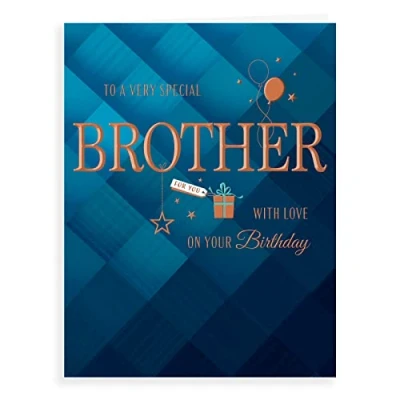 Image of Piccadilly Greetings Avant Garde Studios Birthday Card Brother 8 x 6 inches, H90035,bluebeigebrown
