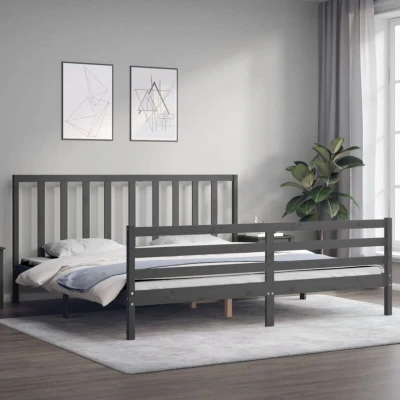 Image of vidaXL Bed Frame without Mattress Grey 200x200 cm Solid Wood Pine