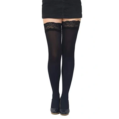 Image of Colourful Opaque 40 Denier Microfibre Hold Ups Stockings by SENTELEGRI, Sizes S XXL (Medium, Black)