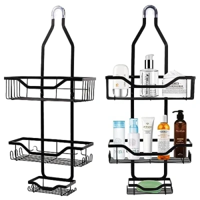 Image of Zsanhua Hanging Shower Caddy, 3 Tier Stainless Steel Bathroom Shelves No Drilling Rustproof Shelf Organizer with Soap Dish for Shampoo Bath Sponge Towels