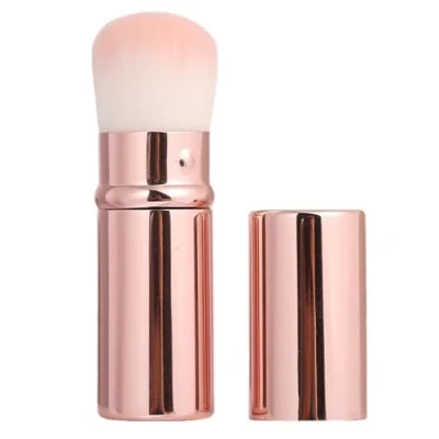 Image of Makeup Brushes Retractable Brush Kabuki Foundation Travel Face for Liquid Cream and Flawless Powder Cosmetics Pink