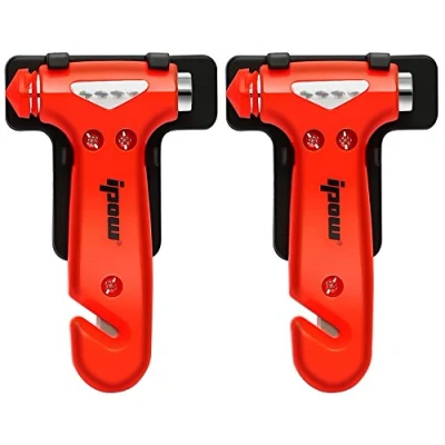 Image of ipow 2 Pack Car Emergency Escape Window Break Hammer Safety Seat Belt Cutter Tool (Small)