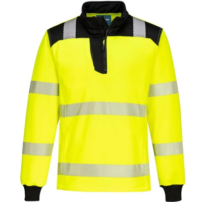 Image of Portwest PW3 Hi Vis 1/4 Zip Sweatshirt Yellow/Black 4XL