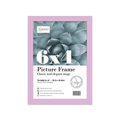 Image of 6x4 Inch Lilac Photo Frame Wall Mountable and Freestanding Picture Standard Photograph Size, 6&quot; X 4&quot; (15 10cm)