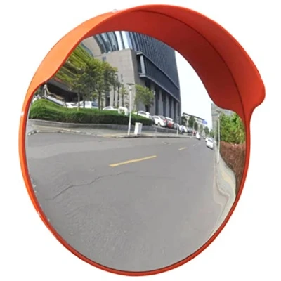 Image of vidaXL Convex Traffic Mirror 45 cm PC Plastic, Outdoor Road Safety Adjustable Mount, Orange