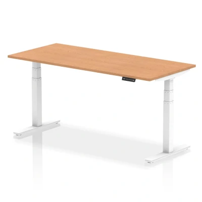 Image of Air 1800/800 Oak Height Adjustable Desk With White Legs HA01040