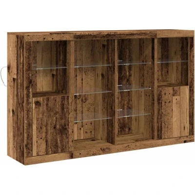 Image of vidaXL Sideboard with LED Lights Old Wood 163x37x100 cm Engineered