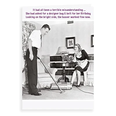 Image of Regal Publishing Humour Funny Birthday Card Bag &amp; belt hoover 7 x 5 inches