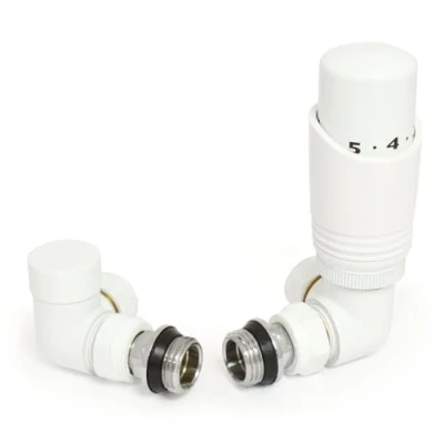 Image of Thermostatic Radiator Valve Corner TRV White Zeta