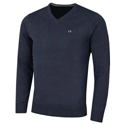 Image of Calvin Klein Mens V Neck Sweater Navy Marl M