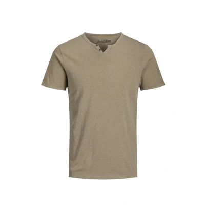 Image of Jack &amp; Jones Jjesplit NECK TEE Basic Tshirt, Men&#039;s, Size: Small, Crockery fit slim