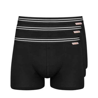 Image of Nur Der Men&#039;s Boxer Cotton Strech 3er Pack Briefs, Black, Medium (Pack of 3)
