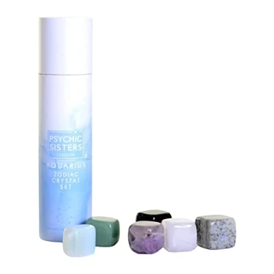 Image of Psychic Sisters Zodiac Crystal Set Aquarius 6 Different Gemstones Handmade in The UK Individually Chosen Crystals Reiki Cleansed &amp; Energised Unique
