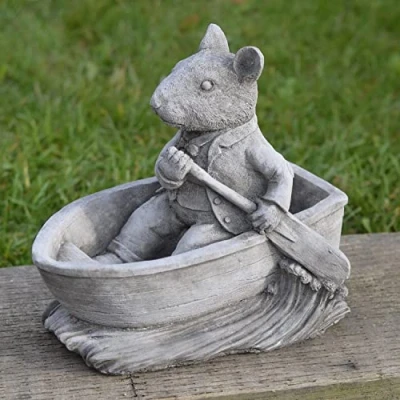 Image of ONEFOLD Johnny Town Mouse Beatrix Potter Garden Statue Hand Cast Stone Ornament Home Decor Gift Idea