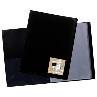 Image of eco A4 100% Recycled 10 Pocket Black Flexible Cover Portfolio Book Folder Display Book, eco160
