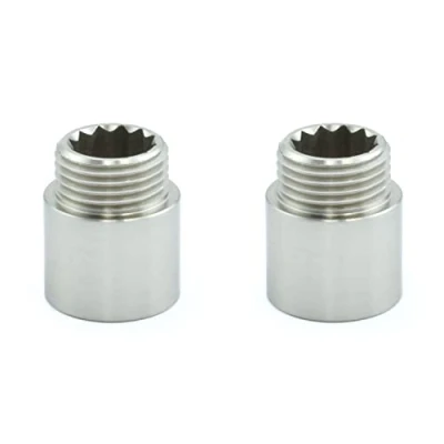 Image of Hot Flow 20mm Rigid Radiator Valve Extensions 1/2 inch BSP (Satin Nickel) (Pair)