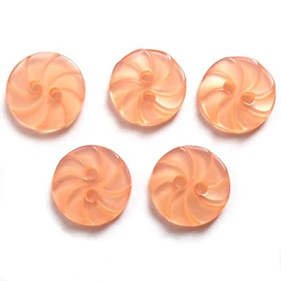 Image of Whirl Swirl 2 Hole Round Buttons 15mm Wide Pack of 5 (Peach)