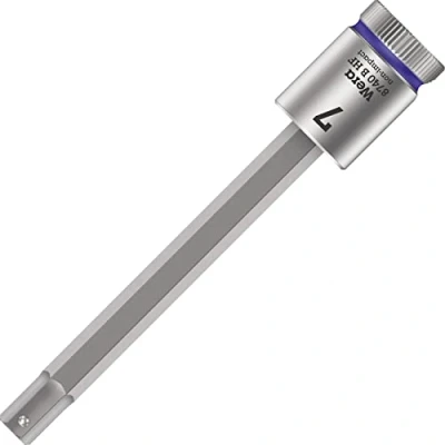 Image of Wera 8740 B HF Zyklop In Hex Plus holding function bit socket, 3/8&quot; drive, 7x100mm, 05003038001
