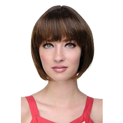 Image of Wig ME UP Lady Quality Short Page Bob Fringe Bangs Dark Brown with Copper Ends Chestnut 703 2T30