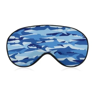 Image of Sleep Mask, Shark Silk Eye Mask with Adjustable Strap for Sleeping, Shade Cover, Blocks Light Reduces Puffy Eyes Gifts