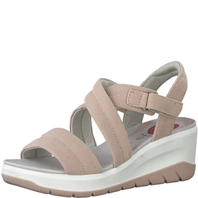 Image of Jana Women&#039;s 8 28760 20 Multi Width Comfortable Shoe Wedge Heel Fashionable Leisure Flexible Sandal, Rose, 6 UK