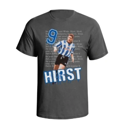 Image of Mens Football Legend Organic Cotton T Shirt David Hirst Shefffield Wednesday Graffiti Style Charcoal