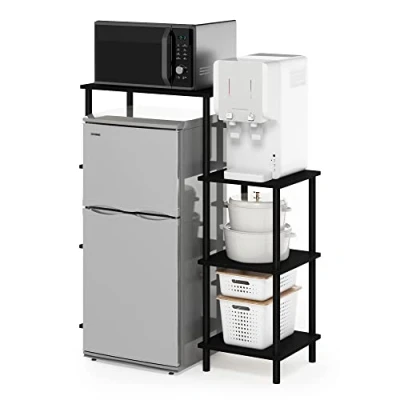 Image of Furinno Turn N Tube Toolless Kitchen Storage Shelf Tall, Americano/Black