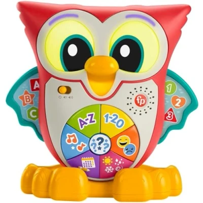 Image of Fisher Price Linkimals Elisabeth the Owl Interactive Toy, 18 Months Toy for Girls and Boys 4 in 1 Robot with Multicoloured Lights, Songs, Phrases Melodies/Dutch Version