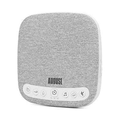 Image of White Noise Sound Machine August SE160 14 Natural Sounds Relaxing, Soothing, Rain, Bird, Fan, Sleep Aid for Adults Volume, Timer, Portable 60 Hour Battery USB C