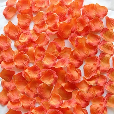 Image of Time to Sparkle Pack 1000 Silk Rose Petals Confetti Wedding Flowers Party Decoration, Sunset Orange