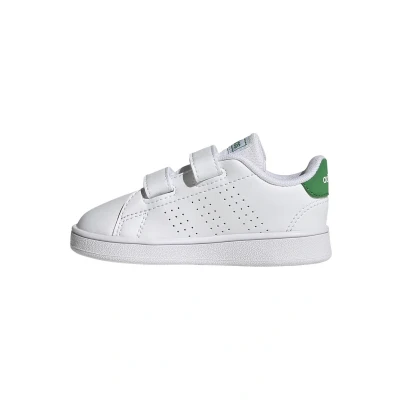 Image of adidas Advantage Shoes Kids Sneaker, Cloud White/Cloud White/Green, 3 UK