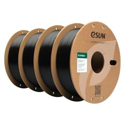 Image of eSUN PLA Filament 1.75mm, Basic 3D Printer Dimensional Accuracy +/ 0.05mm, 1KG per Spool, 4 Spools Printing Filament,Black
