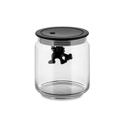 Image of Alessi Storage Jar Gianni A Little Man Holding On Tight 700 ml Black