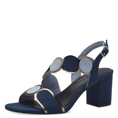 Image of MARCO TOZZI Women&#039;s 2 28347 42 Heeled Sandal, Navy Comb, 6.5