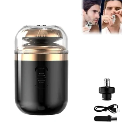 Image of Capsule Razor,Mini Portable Electric Shaver,Electric Shaver for Men,2 in 1 Mini Shaver,USB Rechargeable Waterproof Razors,Mens Shaver,Wet and Dry, Ipx7 (Black)