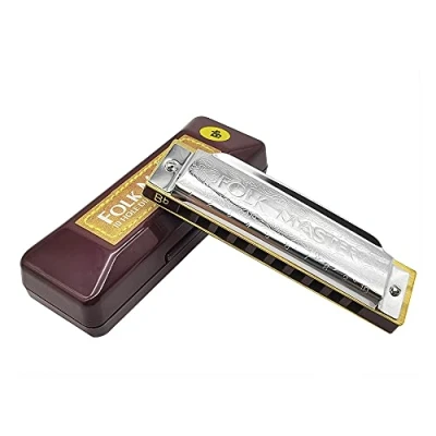 Image of ADIYA Harmonica Suzuki Folkmaster Standard Beginner Diatonic Blues 10 Holes Key of C Musical Gift (Bb)