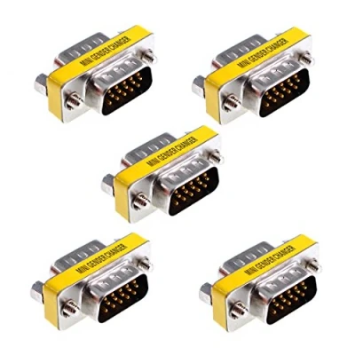 Image of Oiyagai 5Pcs HD DB15 VGA Male to Null Modem Serial Cable Coupler Gender Changer