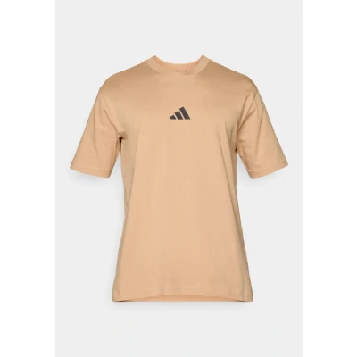 Image of adidas Men&#039;s Essentials Small Logo Single Jersey TEE, Warm Sandstone/Black, M