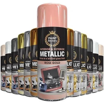 Image of AlezyB 1 x Metallic Rose Gold Spray Paint 400ml Multi Purpose Aerosol Use for Metal and Wooden Furniture, Ornaments, Decorative Items Much More Interior &amp; Exterior